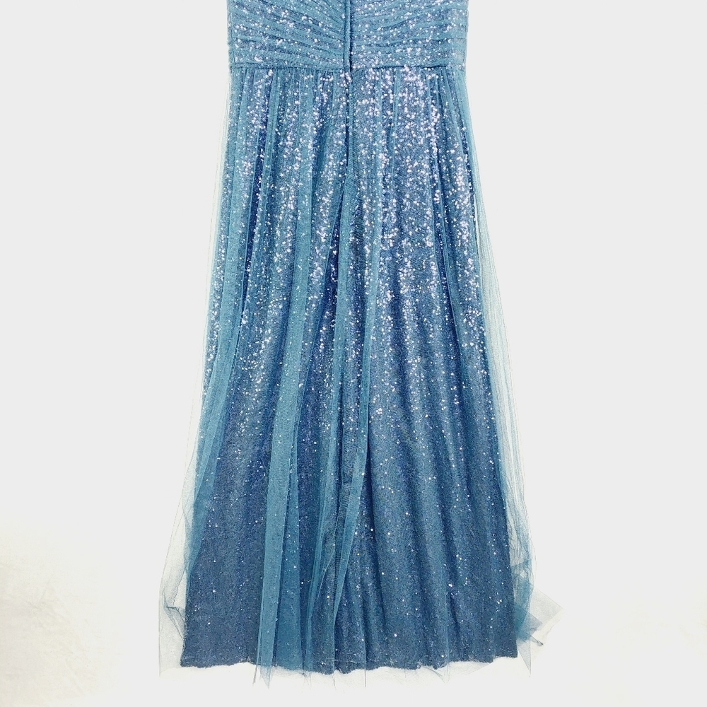 NEW Christina Wu Navy Blue Tulle & Sequin V Neck Bridesmaid Maxi Dress Z40 - Picture 5 of 10